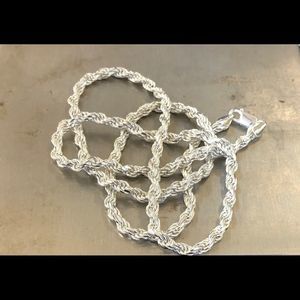 Men’s 5mm Authentic Silver Rope Chain, 27.5”, 51G